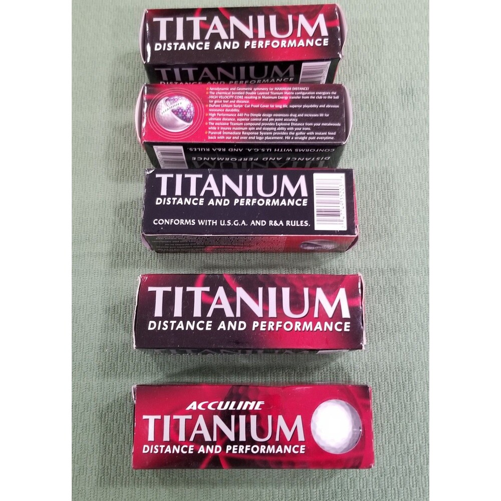 Acculine Titanium diatance and performance golf balls 5 packs of 3 15 count new